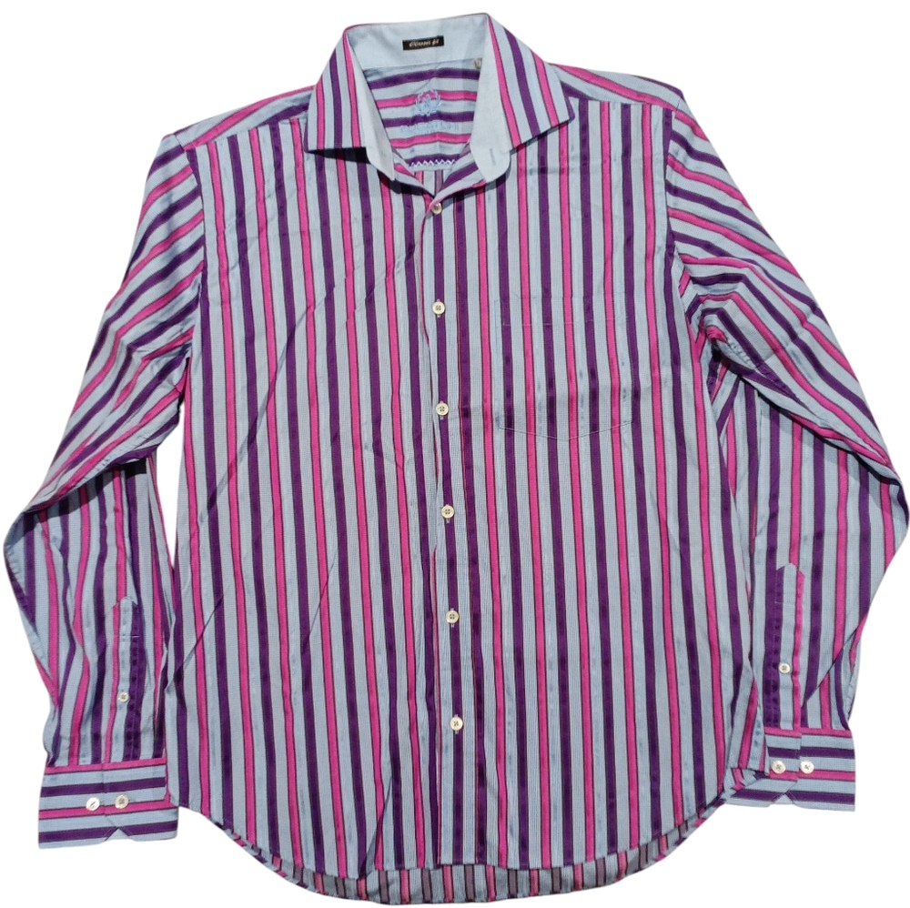 Bugatchi Uomo Striped Purple Men's Shirt